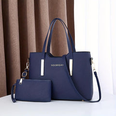 2Pcs Tote Bag Set Women Handbags Clutch Purse Solid Crossbody Bag