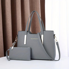 2Pcs Tote Bag Set Women Handbags Clutch Purse Solid Crossbody Bag