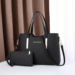 2Pcs Tote Bag Set Women Handbags Clutch Purse Solid Crossbody Bag