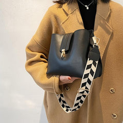Geometric Strap Crossbody Bag Faux Leather Shoulder Purse
