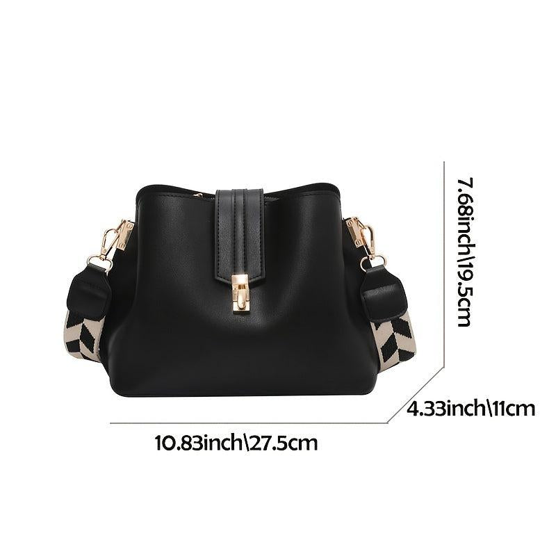 Geometric Strap Crossbody Bag Faux Leather Shoulder Purse