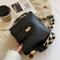 Geometric Strap Crossbody Bag Faux Leather Shoulder Purse