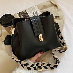 Geometric Strap Crossbody Bag Faux Leather Shoulder Purse