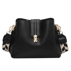 Geometric Strap Crossbody Bag Faux Leather Shoulder Purse