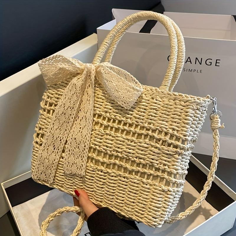 Straw Summer Beach Bag Woven Tote Women's Handbag Purse Travel Vacation