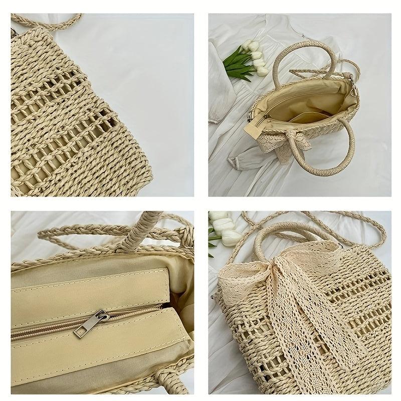 Straw Summer Beach Bag Woven Tote Women's Handbag Purse Travel Vacation