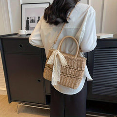 Straw Summer Beach Bag Woven Tote Women's Handbag Purse Travel Vacation
