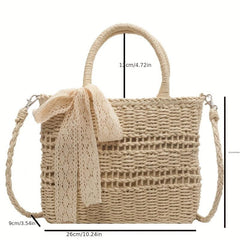 Straw Summer Beach Bag Woven Tote Women's Handbag Purse Travel Vacation