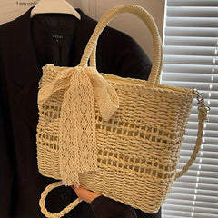 Straw Summer Beach Bag Woven Tote Women's Handbag Purse Travel Vacation