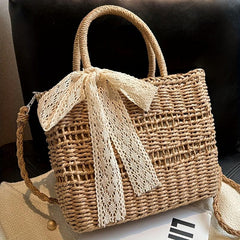 Straw Summer Beach Bag Woven Tote Women's Handbag Purse Travel Vacation