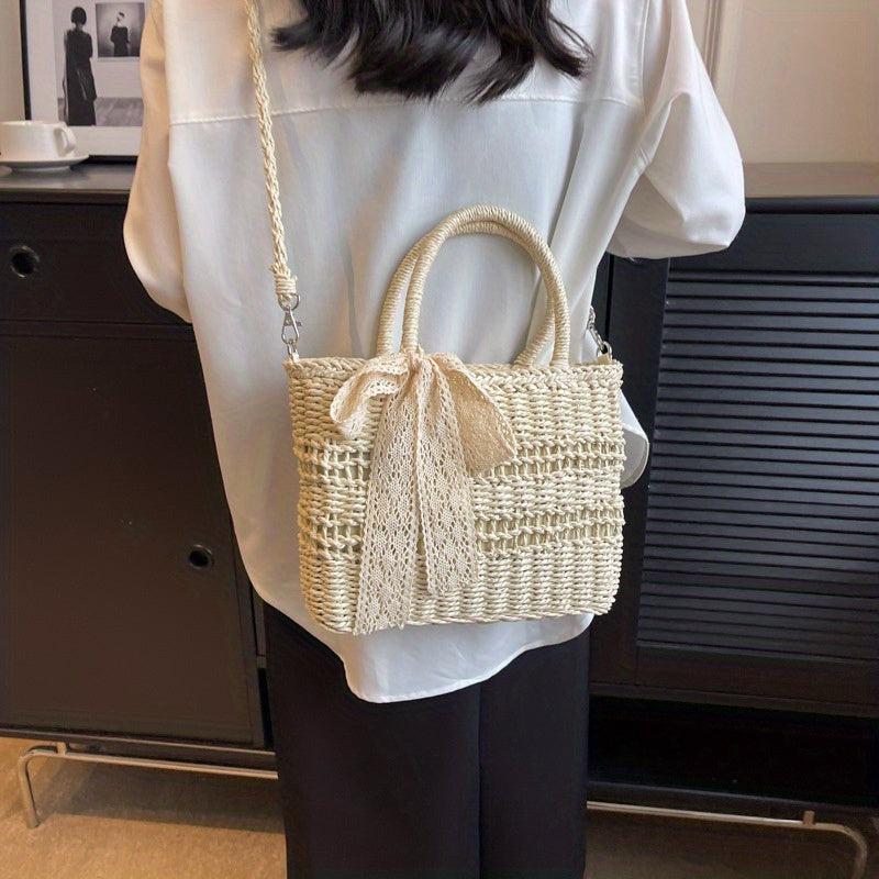 Straw Summer Beach Bag Woven Tote Women's Handbag Purse Travel Vacation
