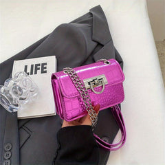 Stylish Croc Embossed Shoulder Bag Lightweight Purse