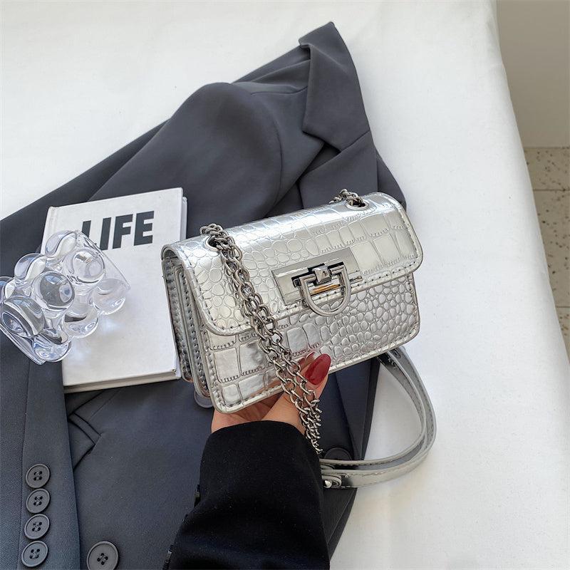 Stylish Croc Embossed Shoulder Bag Lightweight Purse