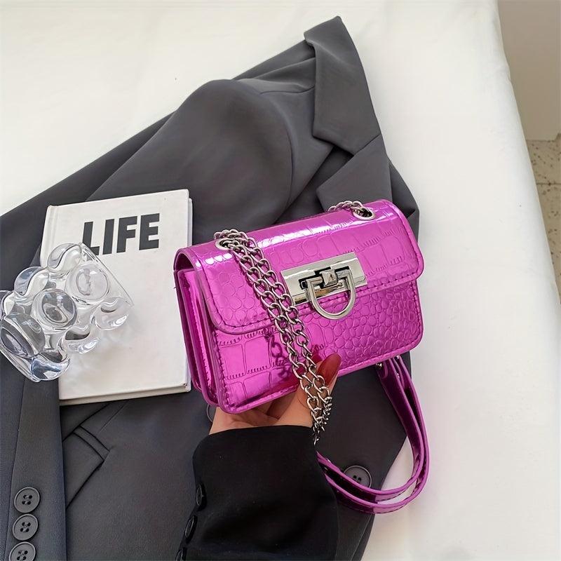 Stylish Croc Embossed Shoulder Bag Lightweight Purse