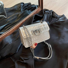 Stylish Croc Embossed Shoulder Bag Lightweight Purse