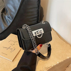 Stylish Croc Embossed Shoulder Bag Lightweight Purse