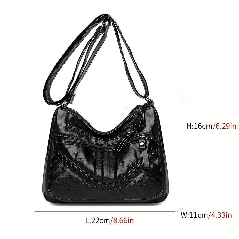 Braided Detail Crossbody Bag Women's Pockets Purse