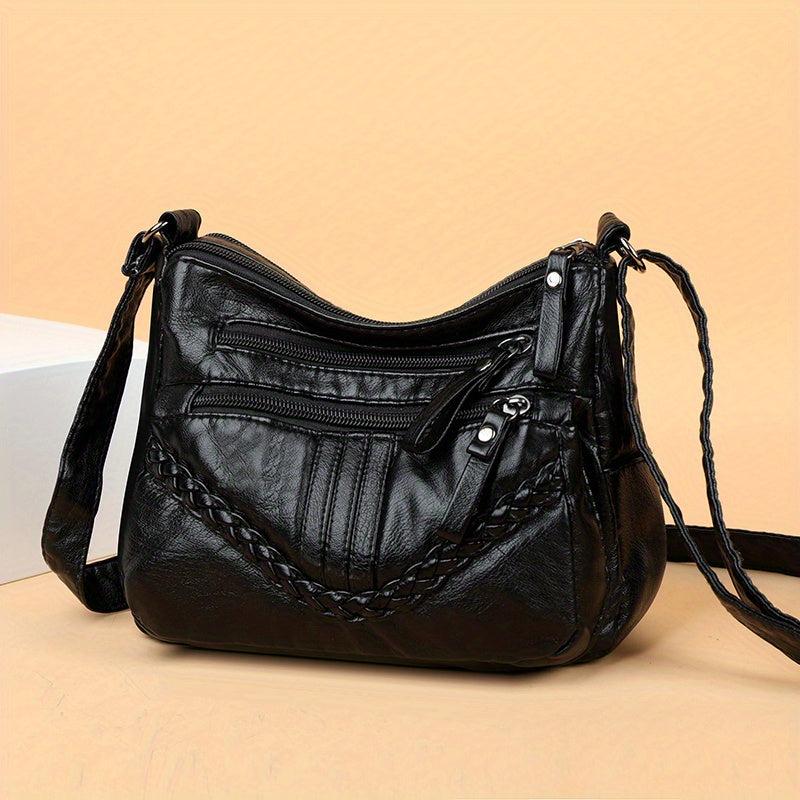 Braided Detail Crossbody Bag Women's Pockets Purse