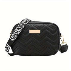 Wide Strap Cube Crossbody Bag Textured Classic Shoulder Bag