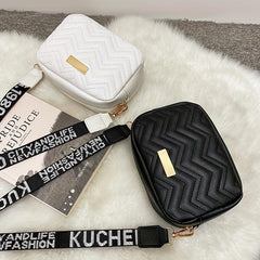 Wide Strap Cube Crossbody Bag Textured Classic Shoulder Bag