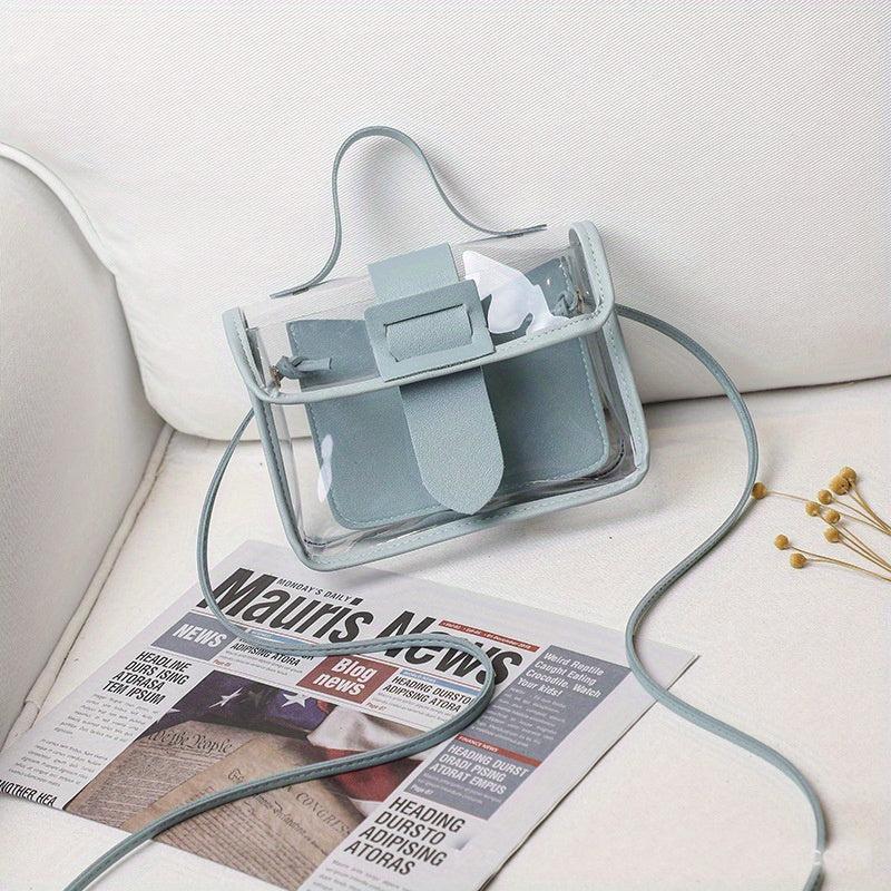 Mini Clear Satchel Crossbody Bag PU Leather Textured Bag