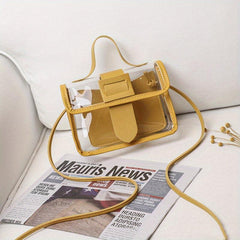 Mini Clear Satchel Crossbody Bag PU Leather Textured Bag