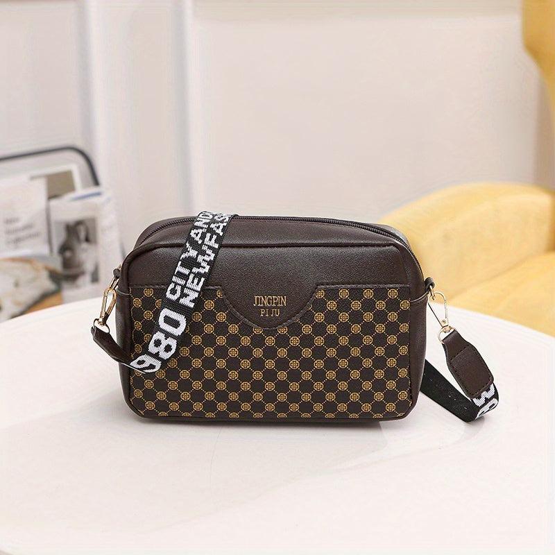 Vintage Square Shoulder Bag with Wide Strap