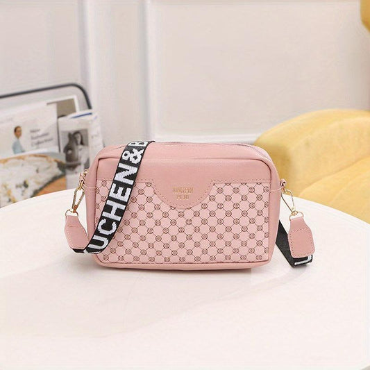 Vintage Square Shoulder Bag with Wide Strap