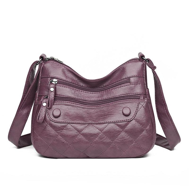 Vintage Quilted Crossbody Bag Retro Layer Shoulder Bag Women's Casual Handbag