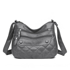 Vintage Quilted Crossbody Bag Retro Layer Shoulder Bag Women's Casual Handbag