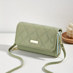 Quilted Pipping Zipper Mini Shoulder Purse Double Zipper Shoulder Bag