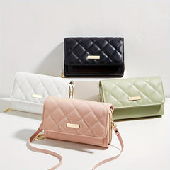 Quilted Pipping Zipper Mini Shoulder Purse Double Zipper Shoulder Bag