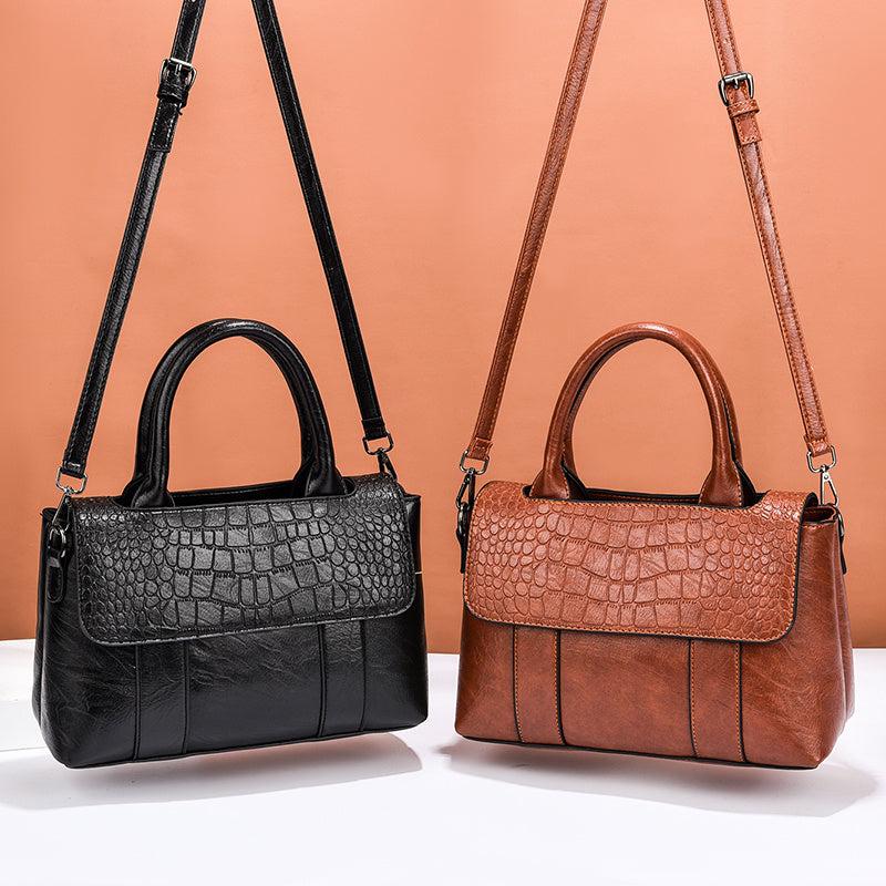 Women's Leather Crocodile Shoulder Bag Crossbody Handbag