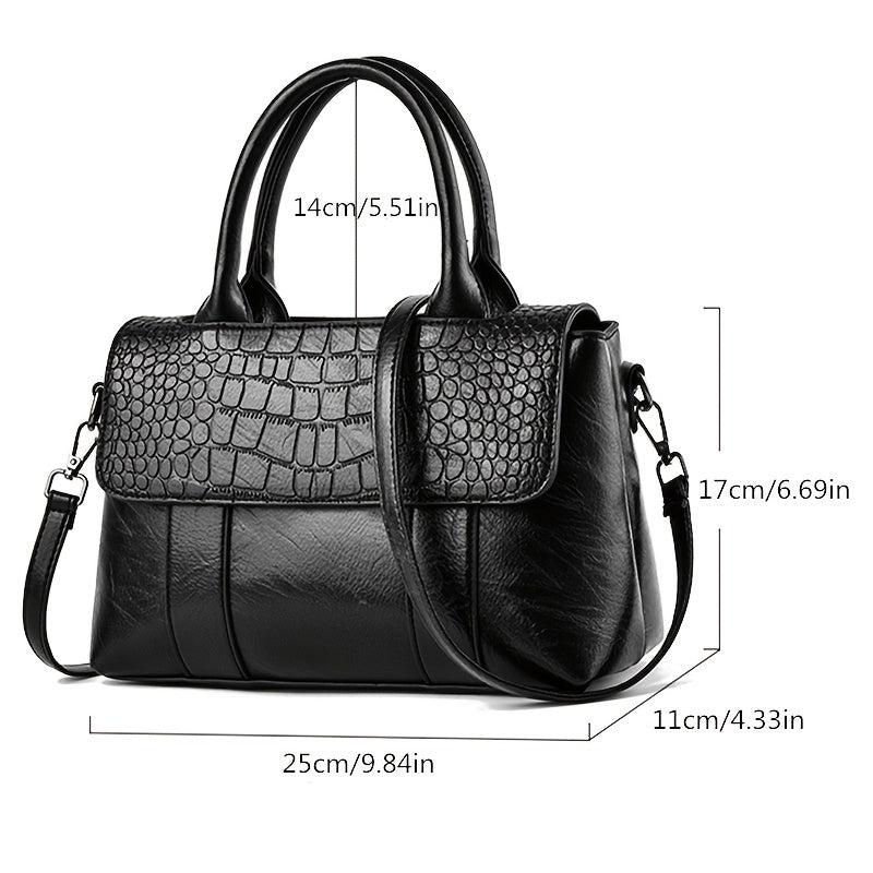 Women's Leather Crocodile Shoulder Bag Crossbody Handbag