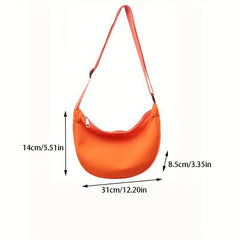 Solid Zipper Shoulder Bag Nylon Durable Crossbody Bag