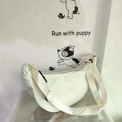 Solid Zipper Shoulder Bag Nylon Durable Crossbody Bag