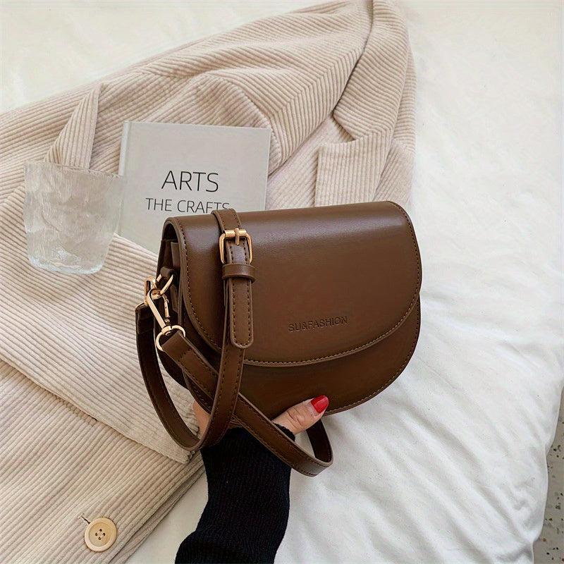 Vintage Saddle Bag Faux Leather Flap Purse Small Shoulder Crossbody