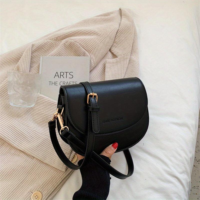 Vintage Saddle Bag Faux Leather Flap Purse Small Shoulder Crossbody