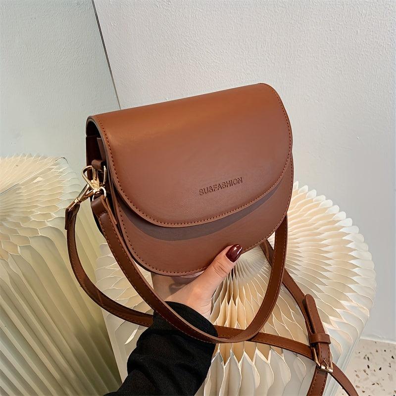 Vintage Saddle Bag Faux Leather Flap Purse Small Shoulder Crossbody