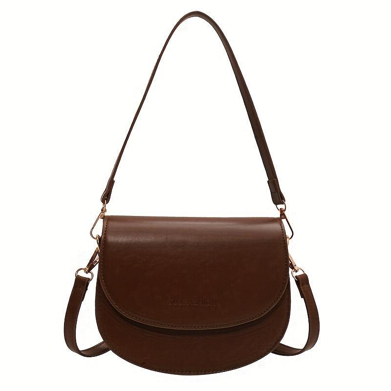 Vintage Saddle Bag Faux Leather Flap Purse Small Shoulder Crossbody