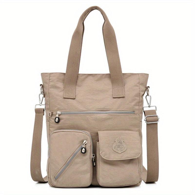 Large Capacity Shoulder Bag Letter Patch Decor Tote Bag