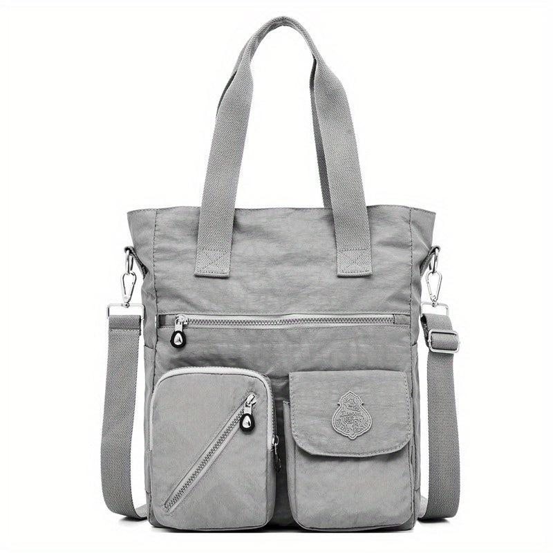 Large Capacity Shoulder Bag Letter Patch Decor Tote Bag
