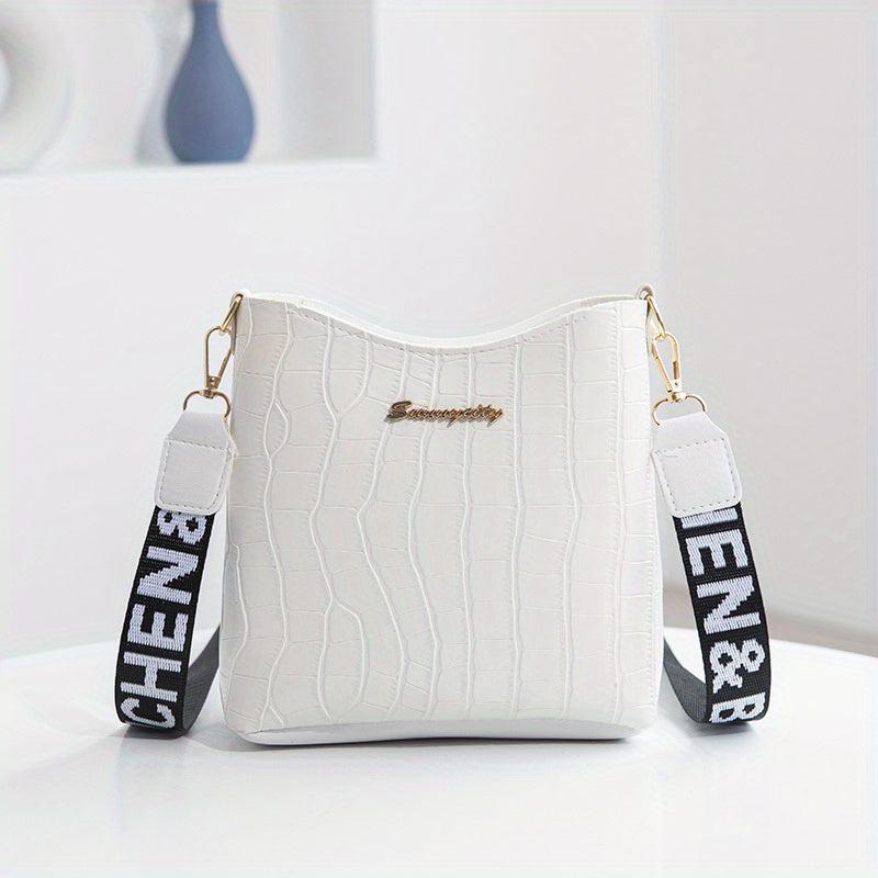 Stone Embossed Crossbody Bag Mini Shoulder Bag Bucket Purses