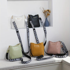 Stone Embossed Crossbody Bag Mini Shoulder Bag Bucket Purses