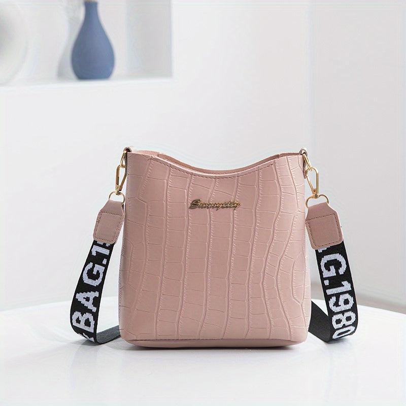 Stone Embossed Crossbody Bag Mini Shoulder Bag Bucket Purses