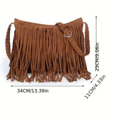 Fringe Suede Hobo Bag Vintage Tassel Crossbody Bag