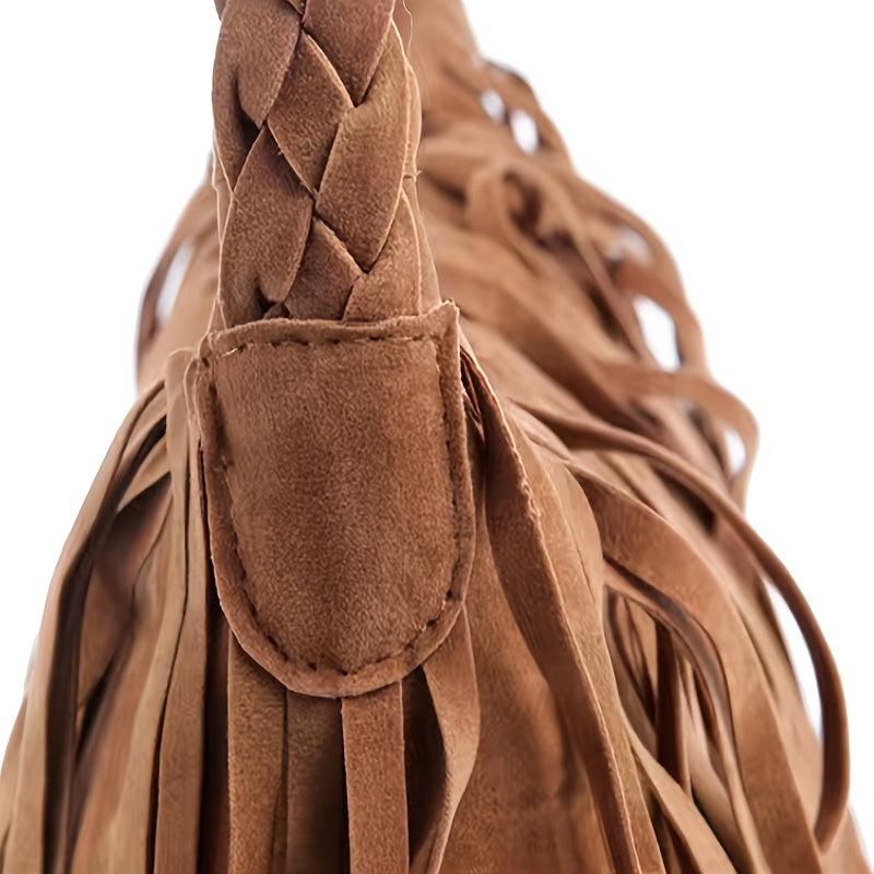 Fringe Suede Hobo Bag Vintage Tassel Crossbody Bag