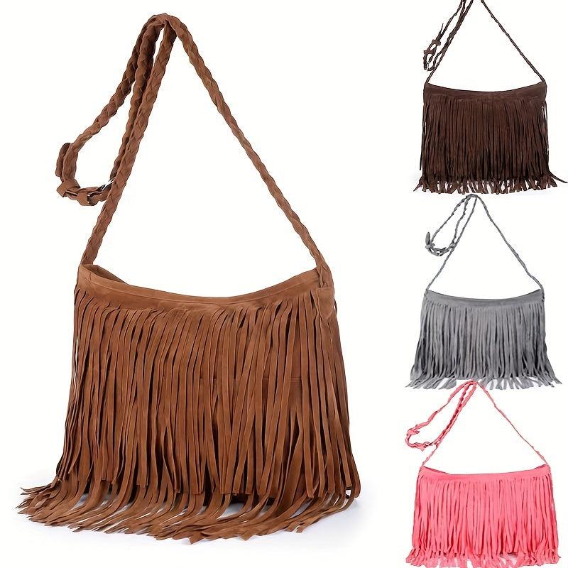 Fringe Suede Hobo Bag Vintage Tassel Crossbody Bag