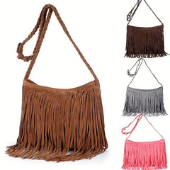 Fringe Suede Hobo Bag Vintage Tassel Crossbody Bag