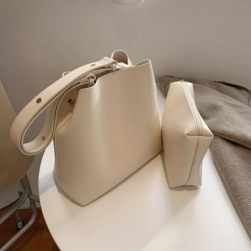 PU Leather Shoulder Bag with Little Pouch Crossbody Bag
